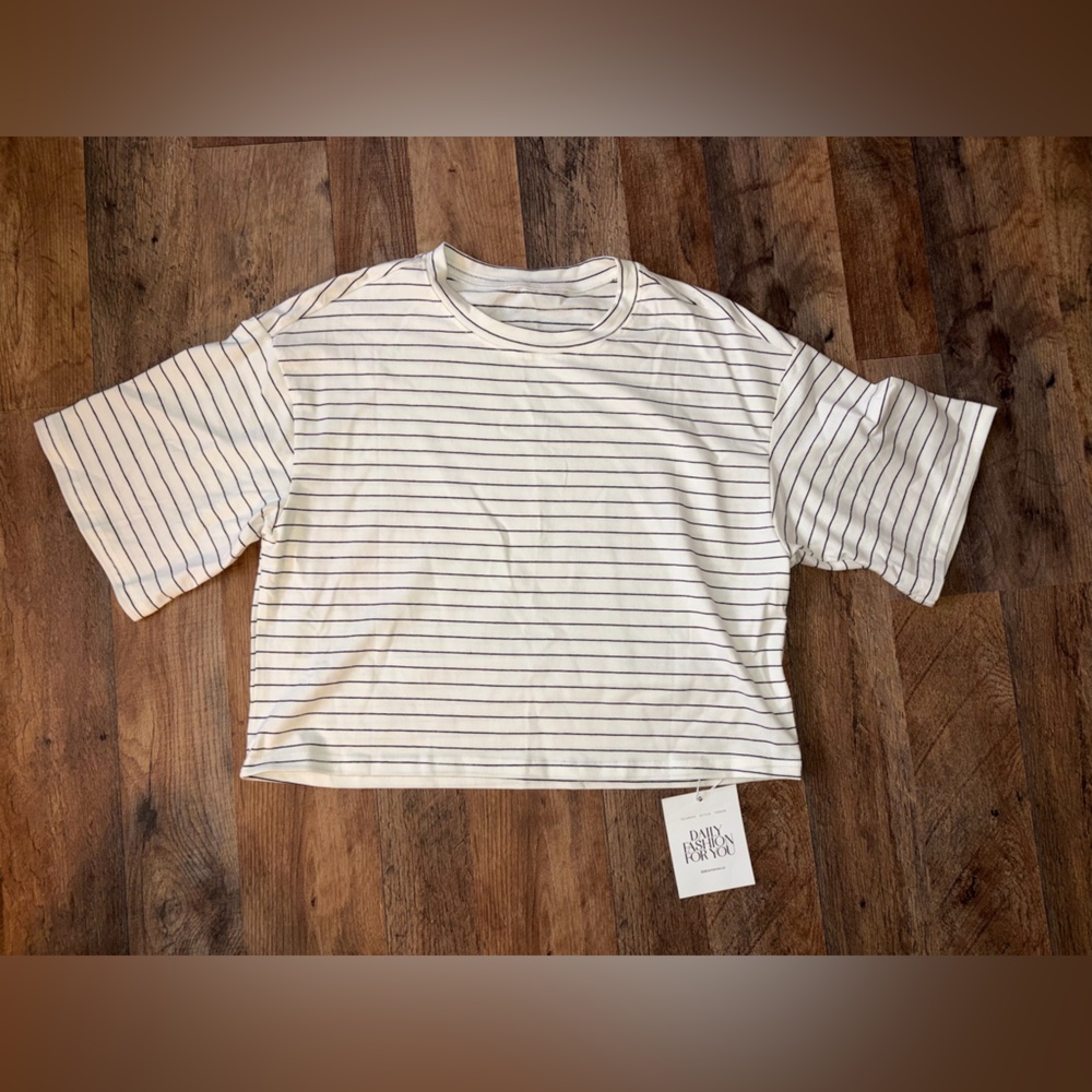 Striped White and Black T-Shirt